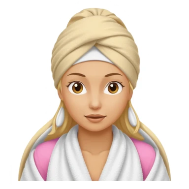 Blonde woman with a towel on her head and a facial muscles sticker
