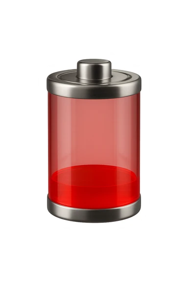 3D realistic  with red battery sticker