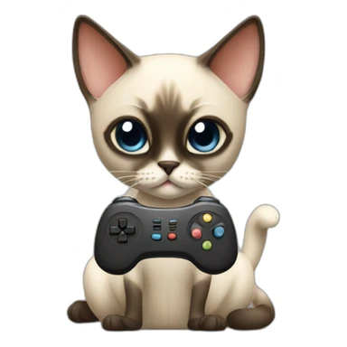 Siamese cat playing video games sticker