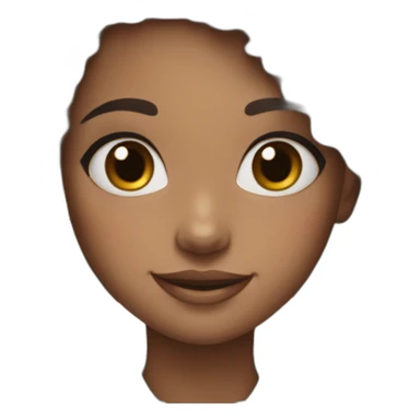 girl with dark brown hair, blue eyes, freckles, and cute makeup smiling sticker