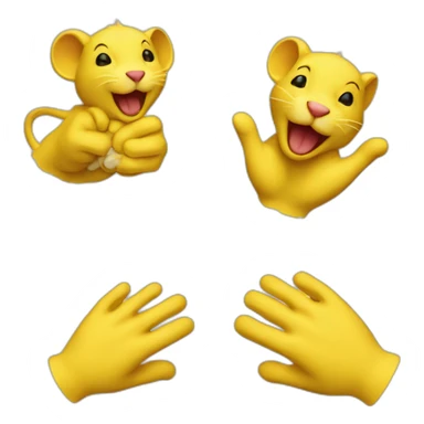 the yellow mouse which has the red lion's white hand  sticker