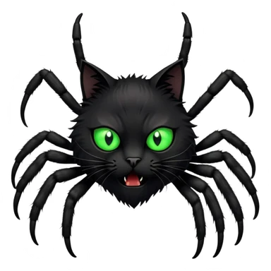 A large, menacing cat looming over a small, terrified spider sticker
