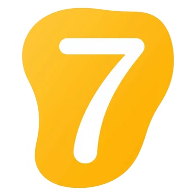 Number 7 on a yellow volumetric background sticker
