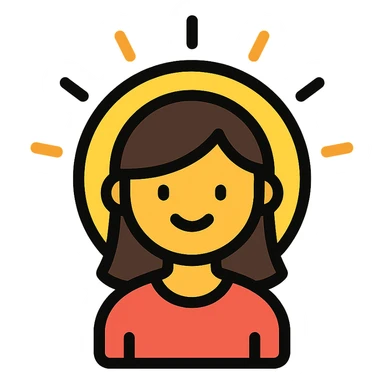 simple and modern icon of a girl with a glowing effect sticker