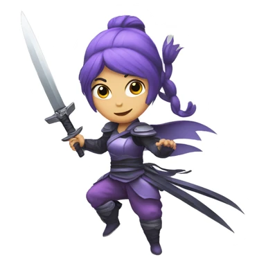 Ninja princess with knife, crown and fairy wings sticker