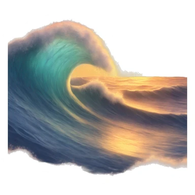 Waves and a sunset sticker