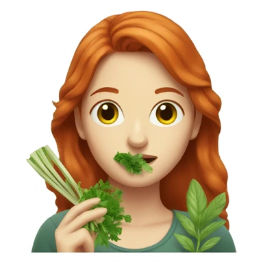 Redhead woman eating herbs sticker