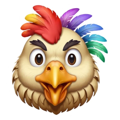 A retarded looking chicken head sticker