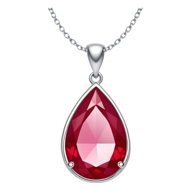 teardrop ruby pendant with silver chain and white stones sticker