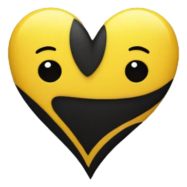 Half black and yellow heart sticker