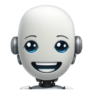 Robot with happy smile sticker