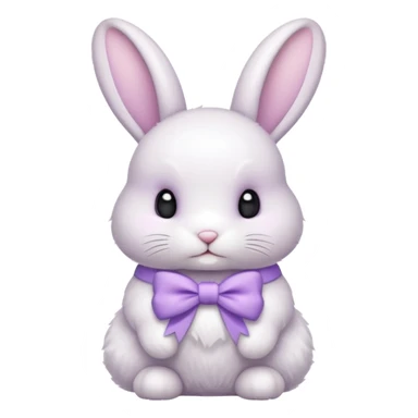 Coquette white bunny with light pastel purple bow sticker