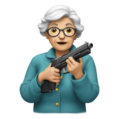 Old lady holding a gun sticker