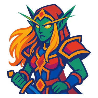 World of Warcraft elf in vibrant toon style sticker