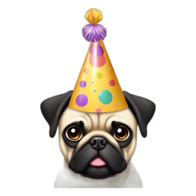 pug and black pug wearing birthday hat sticker