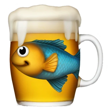 fish in a mug of beer sticker
