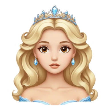 Luxury blonde model, brown eyes, soft sleek wavy hair, rococo princess sticker