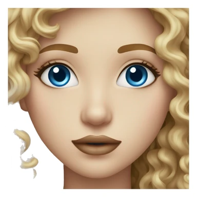 full lips long curly dark blonde hair blue small eyes sticker