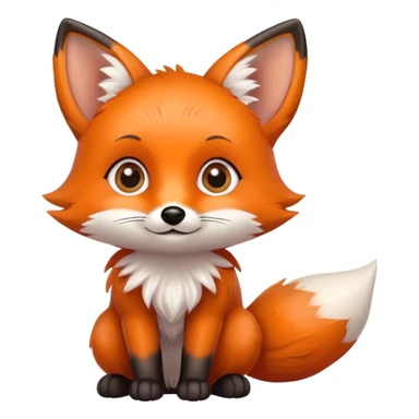 Cute baby fox with big eyes and fluffy tail sticker