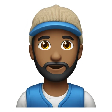 boy-short-beard, beard-black, blue-woolen-hat. Light-skin sticker