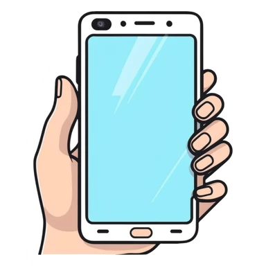 human hands holding a futuristic transparent smartphone sticker