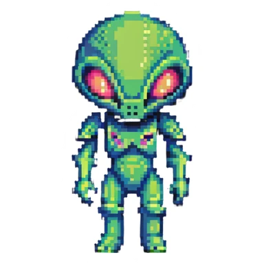 space alien video game character sticker