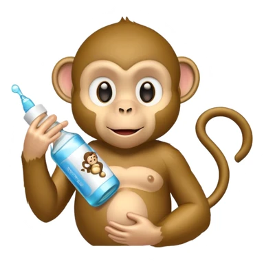 A monkey with baby oil but the baby oil says baby oil on it sticker