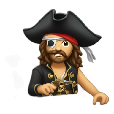 pirate progamming on laptop sticker