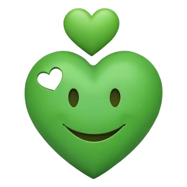 green smiley hugging a green heart sticker