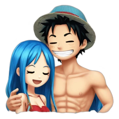 luffy et Nami bisous sticker