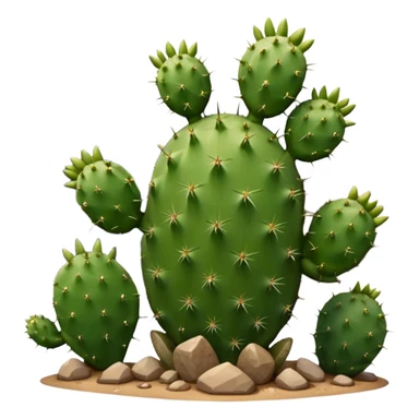 smiling prickly pear cactus with mountains in background sticker