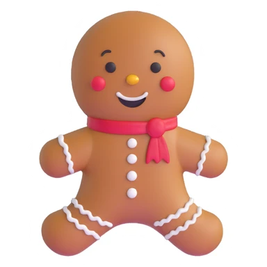 smiling pink gingerbread man with white icing details sticker