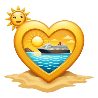 Sun Heart with cruise ship and beach sticker