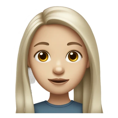 Girl with white skin tone, big eyes, small lips, big nose, long hair
 sticker