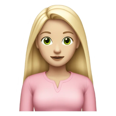 blonde pale girl with straight hair wearing pink green eyes sticker