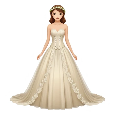 A romantic strapless A-line wedding gown with a sheer lace corset bodice and flowing floral applique skirt. sticker