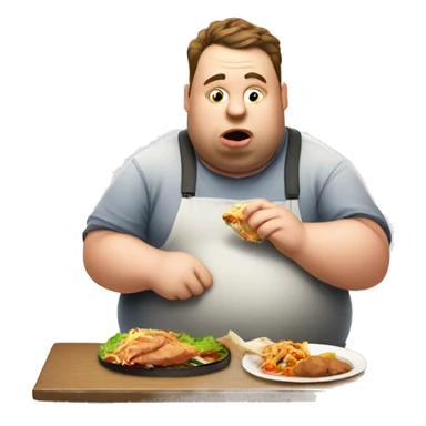 Fat man eating non veg  sticker