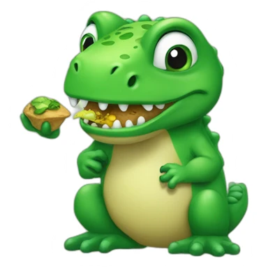 Dinausor eating a frog sticker