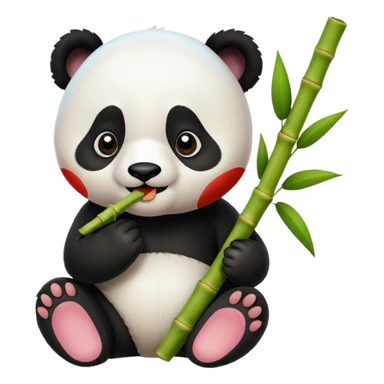 baby panda eating bamboo sticker