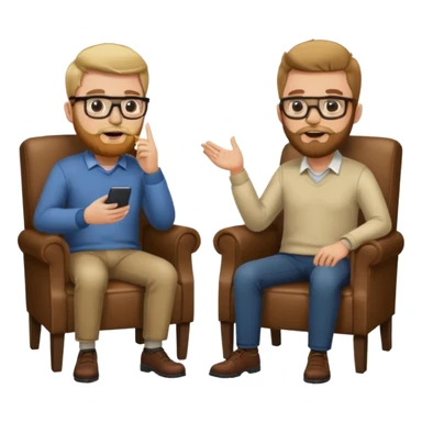 Tow guys in a chair asking sticker