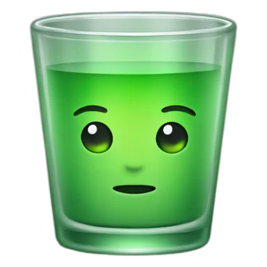 small shotglass with green contents sticker