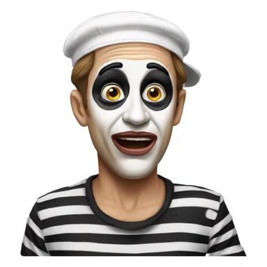 photorealistic The French Mime is in shocked sticker