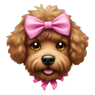 brown fluffy dog with pink bow  sticker
