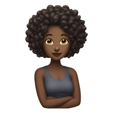 black girl with long, tight curly hair, curvy figure sticker