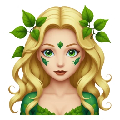 Poison ivy emoji with blonde hair and blue eyes to show she is beautiful and toxic sticker