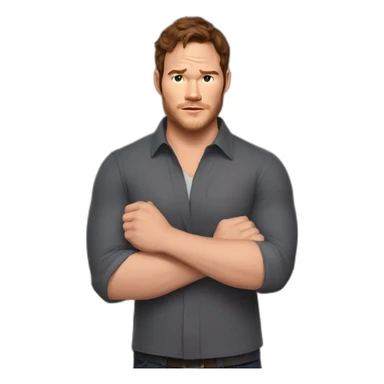 Chris Pratt brunette cartoon serious sticker