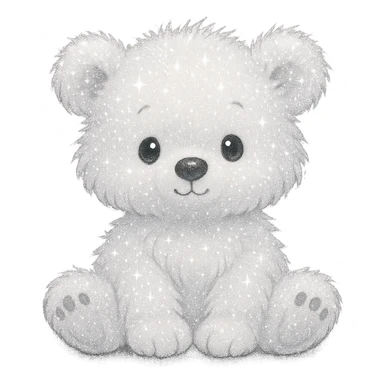 sparkly white bear sticker