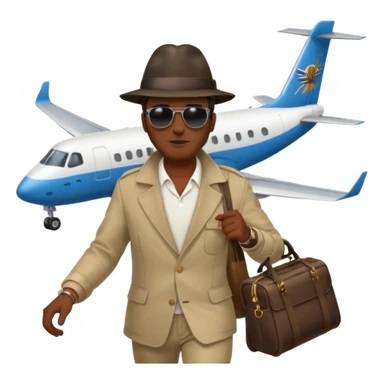 Visage homme créole réunionnais avec chapeau arrive avion sticker