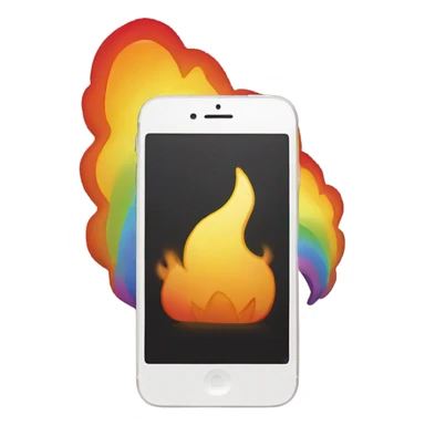 An IPhone on rainbow fire sticker
