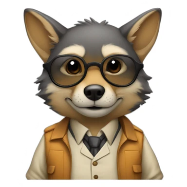 Chubby Jackal whit profesor outfit sticker